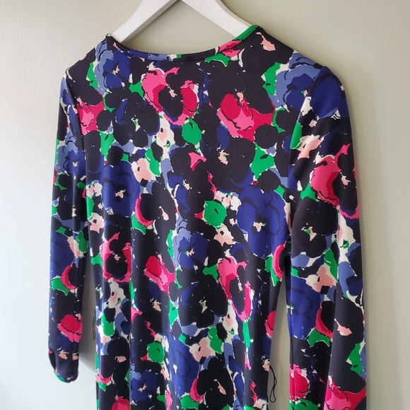 NWT Talbots XSP Whimsigoth Retro Floral Artsy 3/4 Sleeve Jersey Knit Shift Dress - Picture 9 of 11